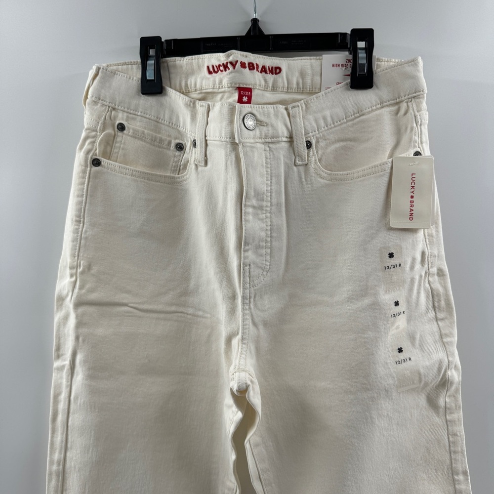 Lucky Brand Zoe High Rise Straight Jeans Cream Comfort Stretch Size 12/31R NWT - Picture 4 of 9